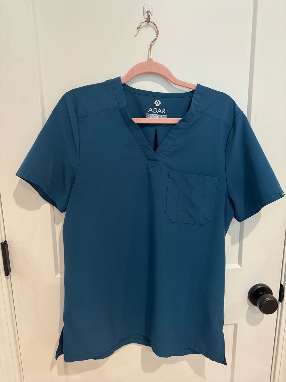 Adar Carribean Blue V-Neck Medical Scrub Top